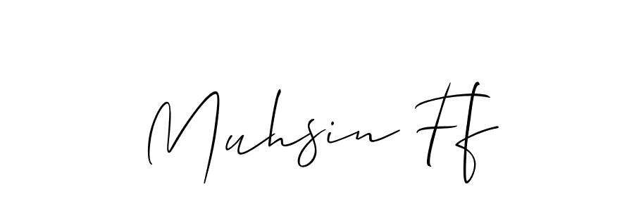 Make a beautiful signature design for name Muhsin Ff. With this signature (Allison_Script) style, you can create a handwritten signature for free. Muhsin Ff signature style 2 images and pictures png