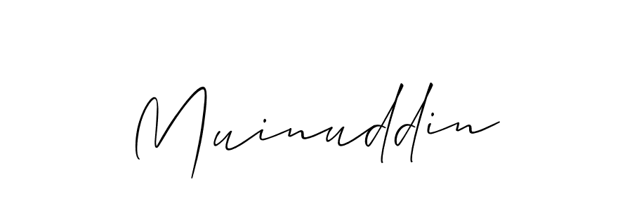How to make Muinuddin signature? Allison_Script is a professional autograph style. Create handwritten signature for Muinuddin name. Muinuddin signature style 2 images and pictures png