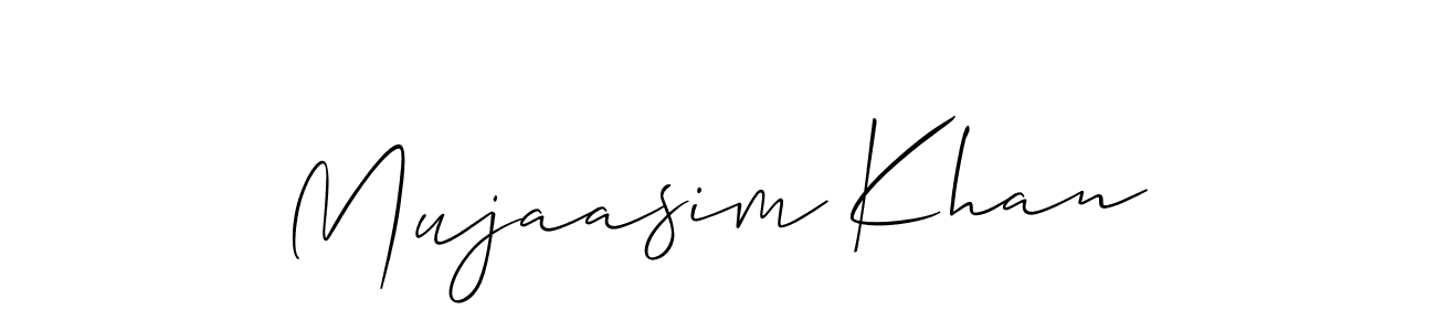 The best way (Allison_Script) to make a short signature is to pick only two or three words in your name. The name Mujaasim Khan include a total of six letters. For converting this name. Mujaasim Khan signature style 2 images and pictures png