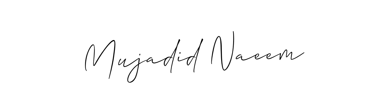 How to Draw Mujadid Naeem signature style? Allison_Script is a latest design signature styles for name Mujadid Naeem. Mujadid Naeem signature style 2 images and pictures png