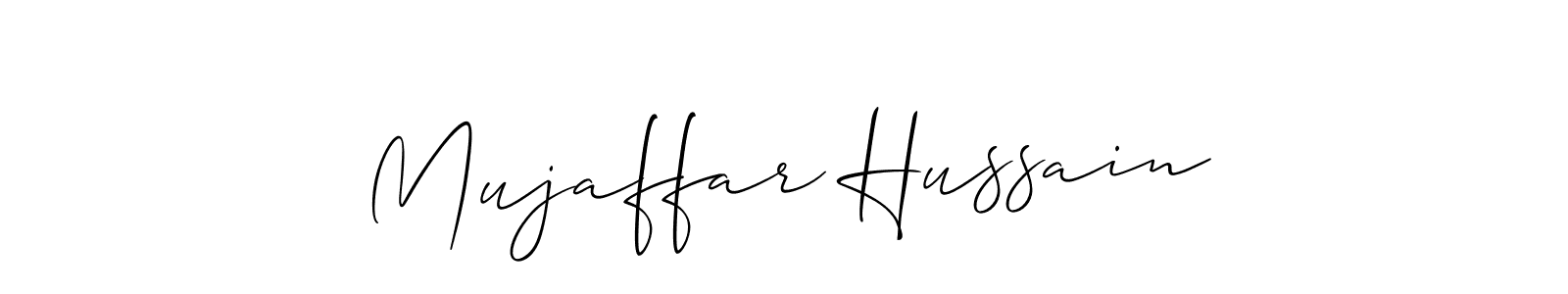 Create a beautiful signature design for name Mujaffar Hussain. With this signature (Allison_Script) fonts, you can make a handwritten signature for free. Mujaffar Hussain signature style 2 images and pictures png