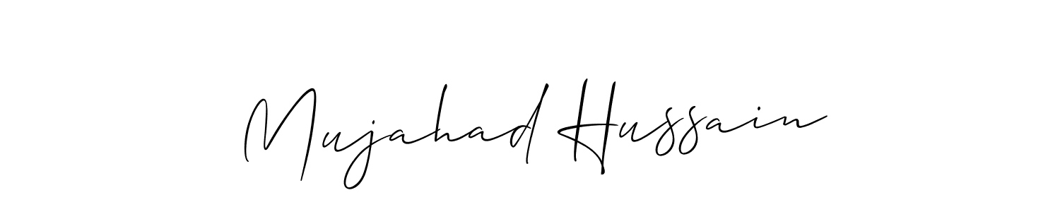 Make a beautiful signature design for name Mujahad Hussain. With this signature (Allison_Script) style, you can create a handwritten signature for free. Mujahad Hussain signature style 2 images and pictures png