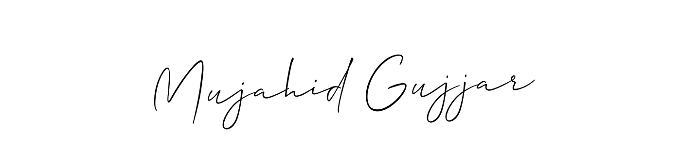 Also we have Mujahid Gujjar name is the best signature style. Create professional handwritten signature collection using Allison_Script autograph style. Mujahid Gujjar signature style 2 images and pictures png
