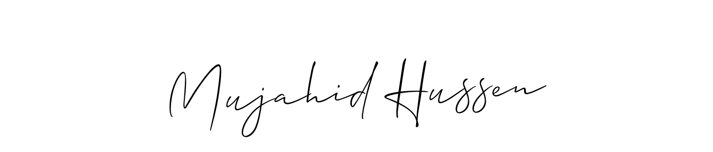 It looks lik you need a new signature style for name Mujahid Hussen. Design unique handwritten (Allison_Script) signature with our free signature maker in just a few clicks. Mujahid Hussen signature style 2 images and pictures png