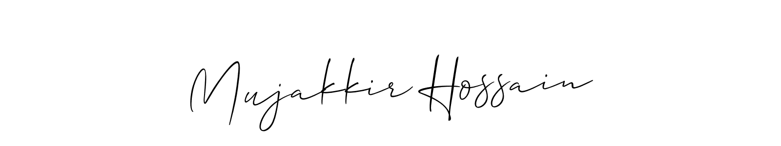 Also we have Mujakkir Hossain name is the best signature style. Create professional handwritten signature collection using Allison_Script autograph style. Mujakkir Hossain signature style 2 images and pictures png