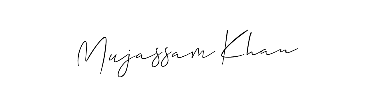 Use a signature maker to create a handwritten signature online. With this signature software, you can design (Allison_Script) your own signature for name Mujassam Khan. Mujassam Khan signature style 2 images and pictures png