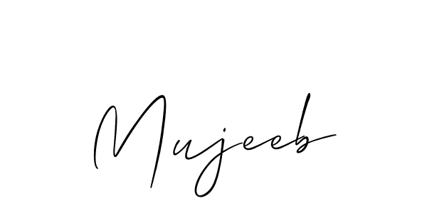 Make a beautiful signature design for name Mujeeb. With this signature (Allison_Script) style, you can create a handwritten signature for free. Mujeeb signature style 2 images and pictures png