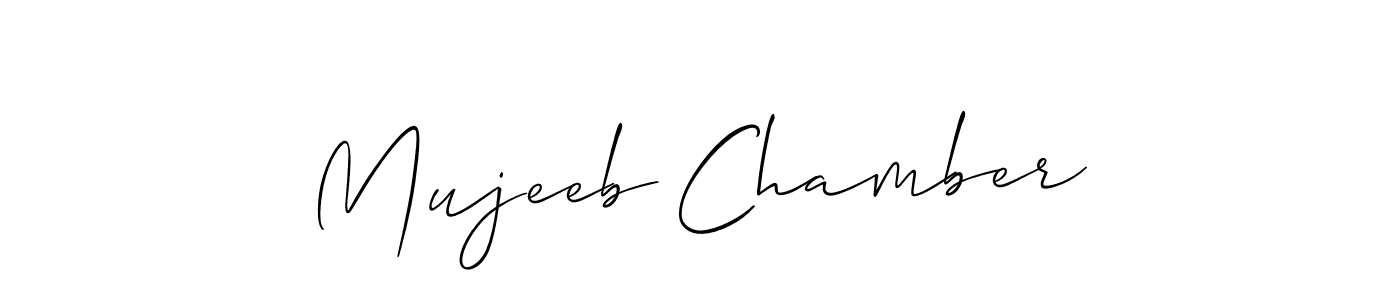 How to make Mujeeb Chamber name signature. Use Allison_Script style for creating short signs online. This is the latest handwritten sign. Mujeeb Chamber signature style 2 images and pictures png