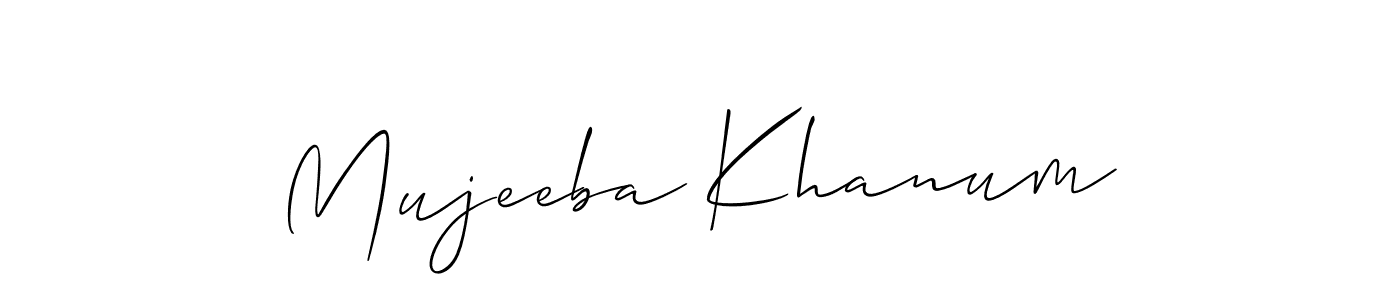 Also You can easily find your signature by using the search form. We will create Mujeeba Khanum name handwritten signature images for you free of cost using Allison_Script sign style. Mujeeba Khanum signature style 2 images and pictures png