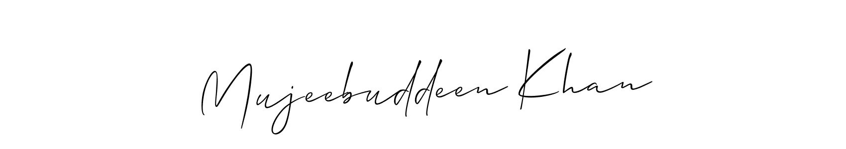 Make a beautiful signature design for name Mujeebuddeen Khan. With this signature (Allison_Script) style, you can create a handwritten signature for free. Mujeebuddeen Khan signature style 2 images and pictures png