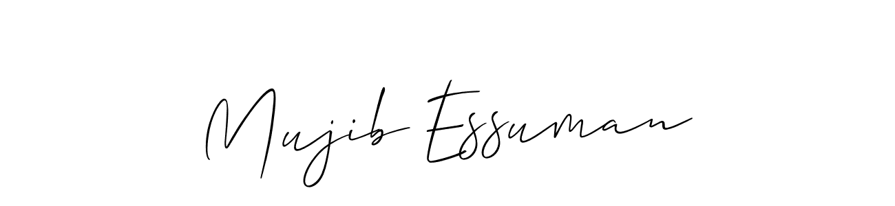 Also You can easily find your signature by using the search form. We will create Mujib Essuman name handwritten signature images for you free of cost using Allison_Script sign style. Mujib Essuman signature style 2 images and pictures png