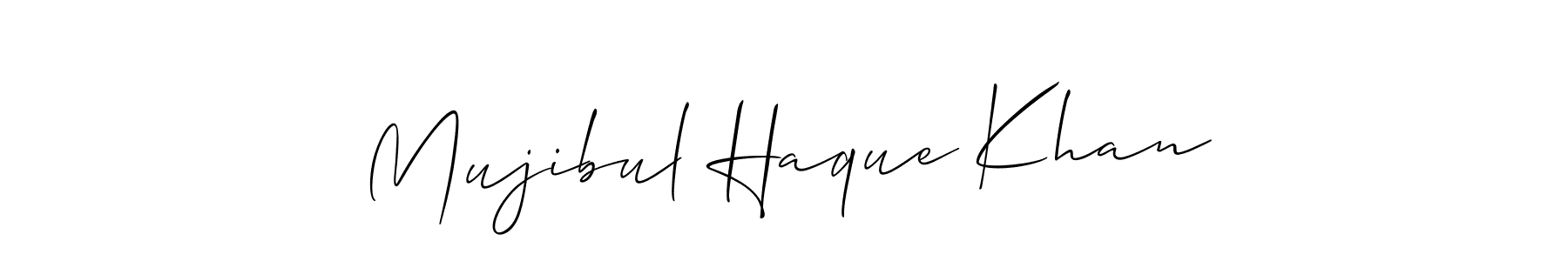 How to make Mujibul Haque Khan name signature. Use Allison_Script style for creating short signs online. This is the latest handwritten sign. Mujibul Haque Khan signature style 2 images and pictures png