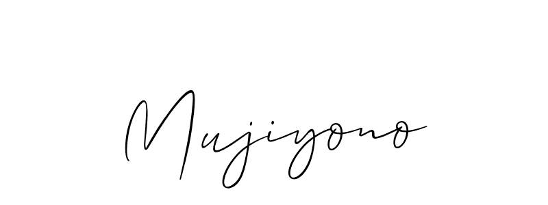 The best way (Allison_Script) to make a short signature is to pick only two or three words in your name. The name Mujiyono include a total of six letters. For converting this name. Mujiyono signature style 2 images and pictures png