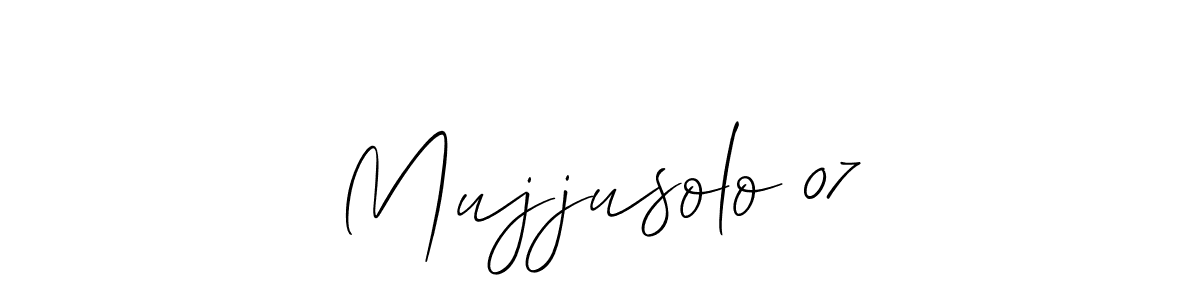 Allison_Script is a professional signature style that is perfect for those who want to add a touch of class to their signature. It is also a great choice for those who want to make their signature more unique. Get Mujjusolo 07 name to fancy signature for free. Mujjusolo 07 signature style 2 images and pictures png