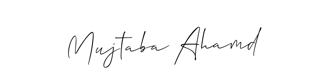 Also You can easily find your signature by using the search form. We will create Mujtaba Ahamd name handwritten signature images for you free of cost using Allison_Script sign style. Mujtaba Ahamd signature style 2 images and pictures png