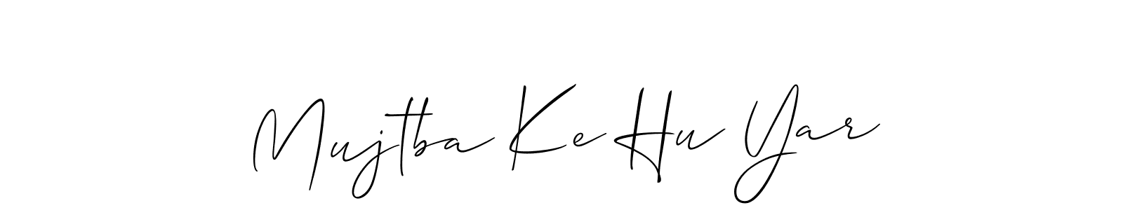 Similarly Allison_Script is the best handwritten signature design. Signature creator online .You can use it as an online autograph creator for name Mujtba Ke Hu Yar. Mujtba Ke Hu Yar signature style 2 images and pictures png