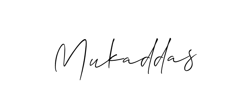 Create a beautiful signature design for name Mukaddas. With this signature (Allison_Script) fonts, you can make a handwritten signature for free. Mukaddas signature style 2 images and pictures png