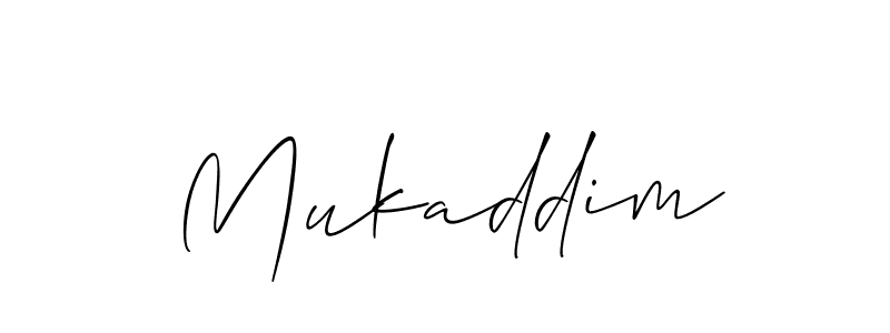 if you are searching for the best signature style for your name Mukaddim. so please give up your signature search. here we have designed multiple signature styles  using Allison_Script. Mukaddim signature style 2 images and pictures png