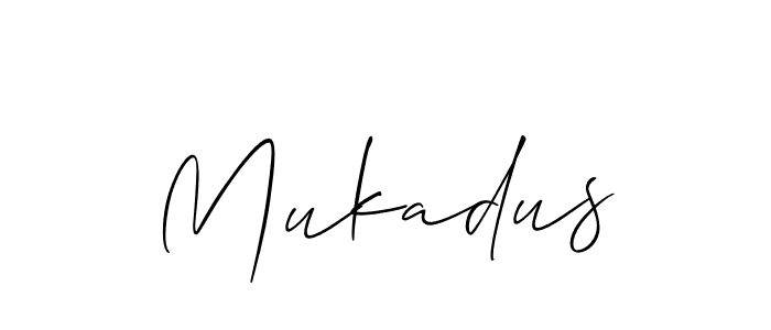 The best way (Allison_Script) to make a short signature is to pick only two or three words in your name. The name Mukadus include a total of six letters. For converting this name. Mukadus signature style 2 images and pictures png