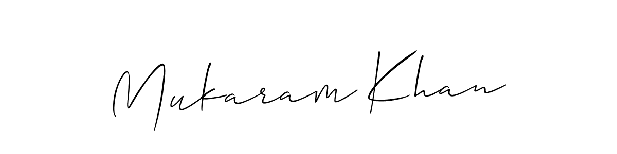 How to make Mukaram Khan name signature. Use Allison_Script style for creating short signs online. This is the latest handwritten sign. Mukaram Khan signature style 2 images and pictures png