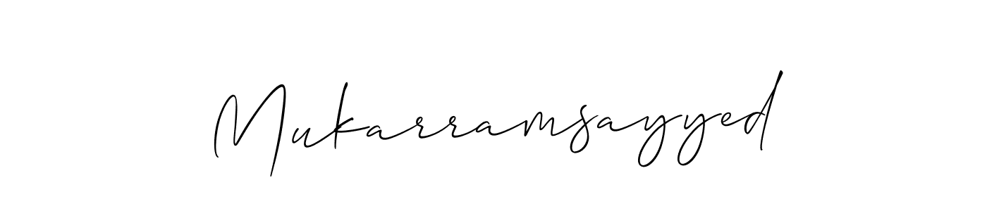 Allison_Script is a professional signature style that is perfect for those who want to add a touch of class to their signature. It is also a great choice for those who want to make their signature more unique. Get Mukarramsayyed name to fancy signature for free. Mukarramsayyed signature style 2 images and pictures png