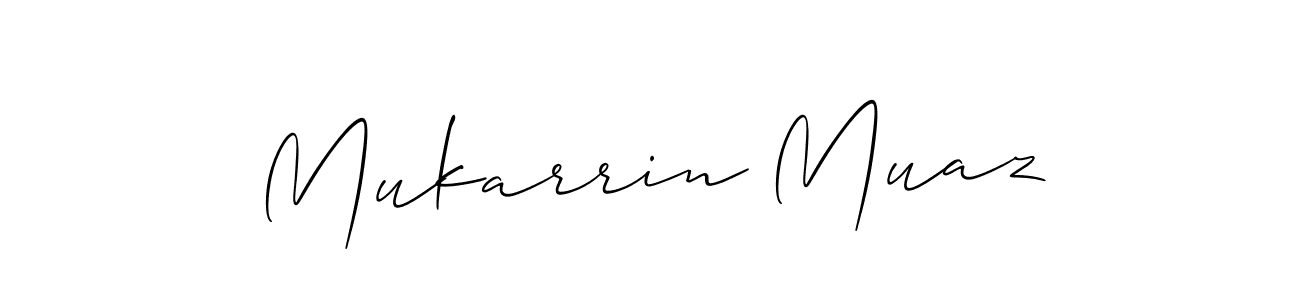 This is the best signature style for the Mukarrin Muaz name. Also you like these signature font (Allison_Script). Mix name signature. Mukarrin Muaz signature style 2 images and pictures png