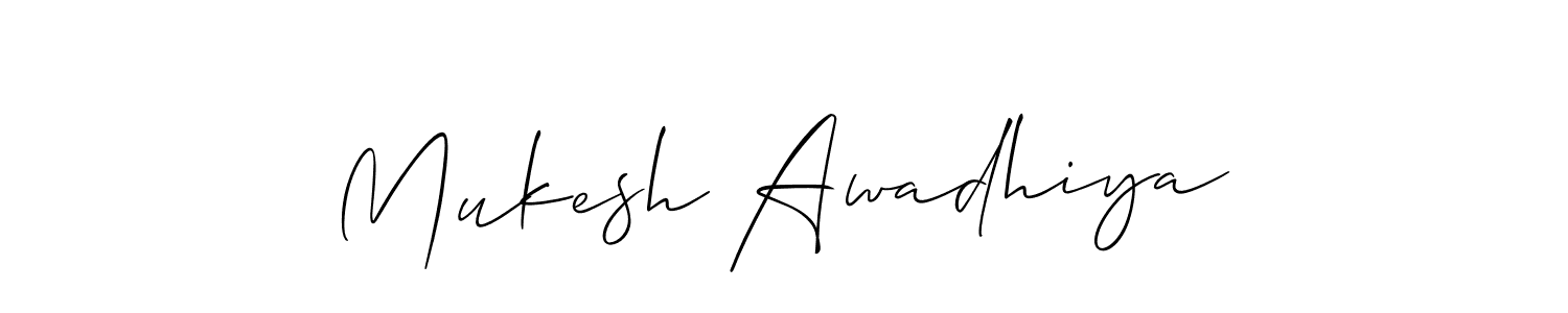 Allison_Script is a professional signature style that is perfect for those who want to add a touch of class to their signature. It is also a great choice for those who want to make their signature more unique. Get Mukesh Awadhiya name to fancy signature for free. Mukesh Awadhiya signature style 2 images and pictures png