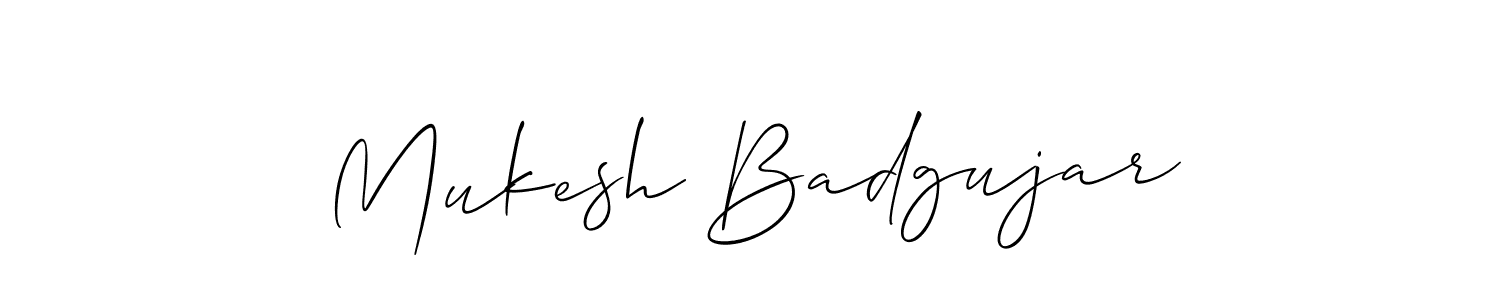 Create a beautiful signature design for name Mukesh Badgujar. With this signature (Allison_Script) fonts, you can make a handwritten signature for free. Mukesh Badgujar signature style 2 images and pictures png