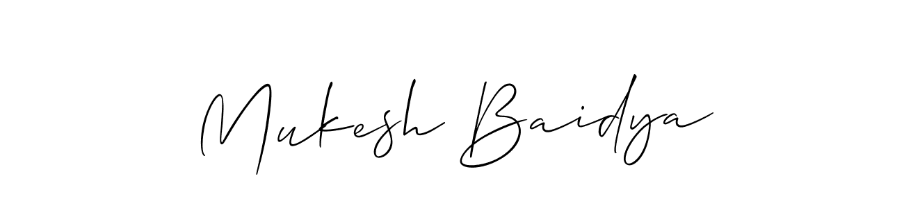 Mukesh Baidya stylish signature style. Best Handwritten Sign (Allison_Script) for my name. Handwritten Signature Collection Ideas for my name Mukesh Baidya. Mukesh Baidya signature style 2 images and pictures png