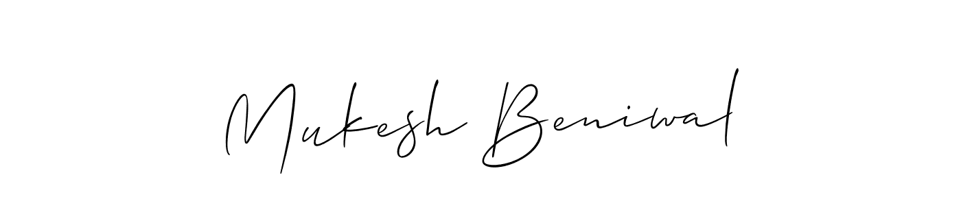 Mukesh Beniwal stylish signature style. Best Handwritten Sign (Allison_Script) for my name. Handwritten Signature Collection Ideas for my name Mukesh Beniwal. Mukesh Beniwal signature style 2 images and pictures png