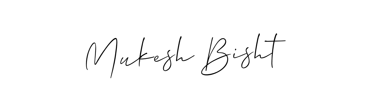 The best way (Allison_Script) to make a short signature is to pick only two or three words in your name. The name Mukesh Bisht include a total of six letters. For converting this name. Mukesh Bisht signature style 2 images and pictures png