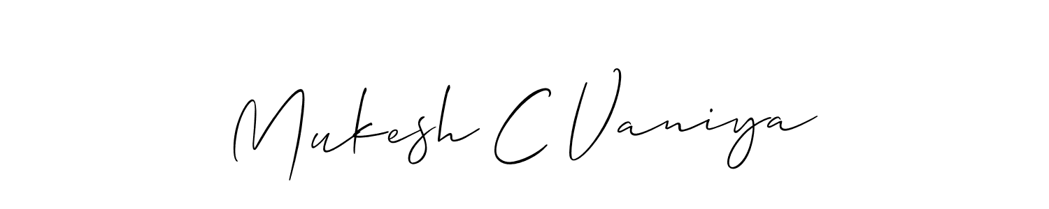 if you are searching for the best signature style for your name Mukesh C Vaniya. so please give up your signature search. here we have designed multiple signature styles  using Allison_Script. Mukesh C Vaniya signature style 2 images and pictures png