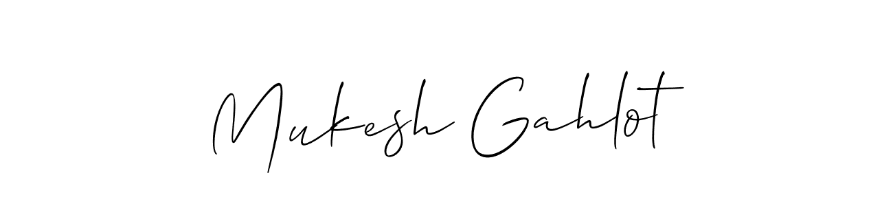 Make a beautiful signature design for name Mukesh Gahlot. With this signature (Allison_Script) style, you can create a handwritten signature for free. Mukesh Gahlot signature style 2 images and pictures png