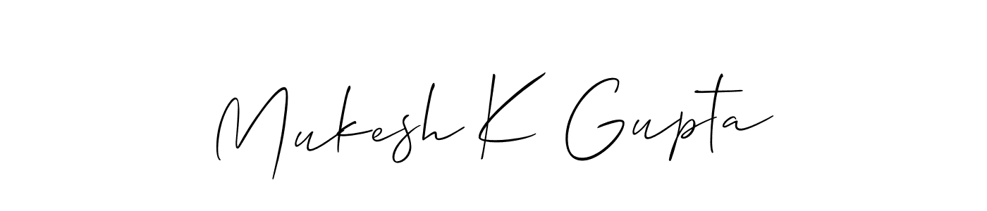 Design your own signature with our free online signature maker. With this signature software, you can create a handwritten (Allison_Script) signature for name Mukesh K Gupta. Mukesh K Gupta signature style 2 images and pictures png