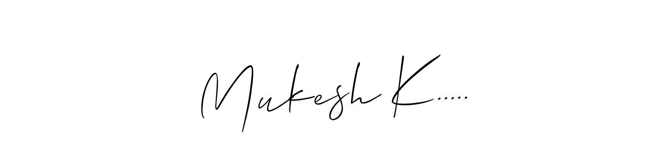 Allison_Script is a professional signature style that is perfect for those who want to add a touch of class to their signature. It is also a great choice for those who want to make their signature more unique. Get Mukesh K..... name to fancy signature for free. Mukesh K..... signature style 2 images and pictures png