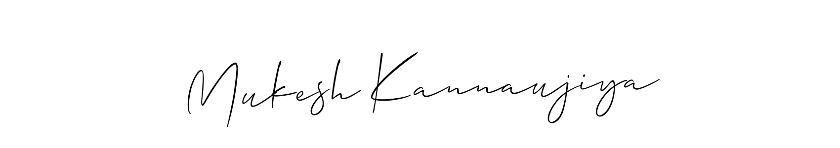 How to make Mukesh Kannaujiya name signature. Use Allison_Script style for creating short signs online. This is the latest handwritten sign. Mukesh Kannaujiya signature style 2 images and pictures png