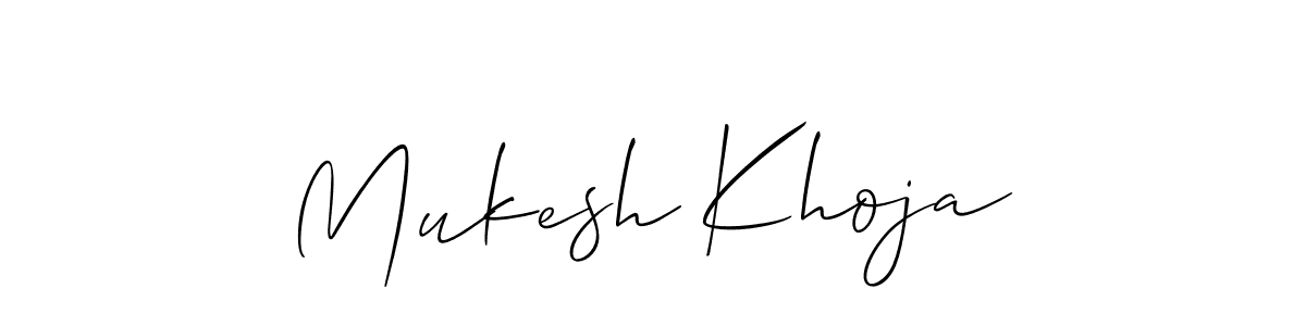 Also You can easily find your signature by using the search form. We will create Mukesh Khoja name handwritten signature images for you free of cost using Allison_Script sign style. Mukesh Khoja signature style 2 images and pictures png