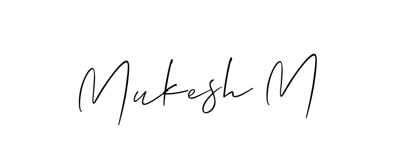 The best way (Allison_Script) to make a short signature is to pick only two or three words in your name. The name Mukesh M include a total of six letters. For converting this name. Mukesh M signature style 2 images and pictures png