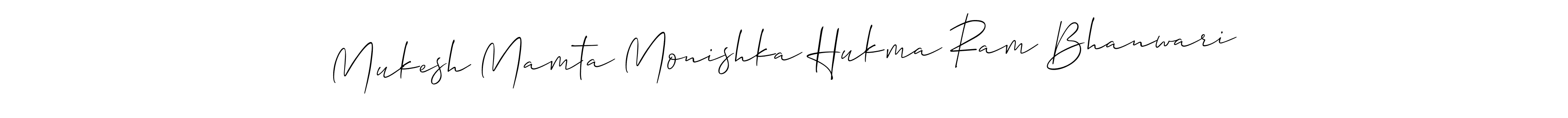 How to Draw Mukesh Mamta Monishka Hukma Ram Bhanwari signature style? Allison_Script is a latest design signature styles for name Mukesh Mamta Monishka Hukma Ram Bhanwari. Mukesh Mamta Monishka Hukma Ram Bhanwari signature style 2 images and pictures png