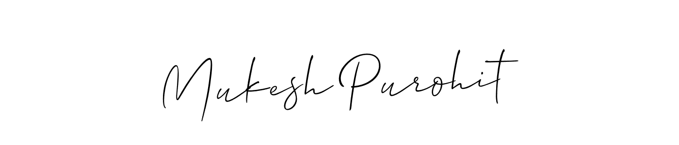 Allison_Script is a professional signature style that is perfect for those who want to add a touch of class to their signature. It is also a great choice for those who want to make their signature more unique. Get Mukesh Purohit name to fancy signature for free. Mukesh Purohit signature style 2 images and pictures png