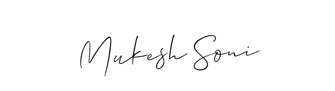 Allison_Script is a professional signature style that is perfect for those who want to add a touch of class to their signature. It is also a great choice for those who want to make their signature more unique. Get Mukesh Soni name to fancy signature for free. Mukesh Soni signature style 2 images and pictures png