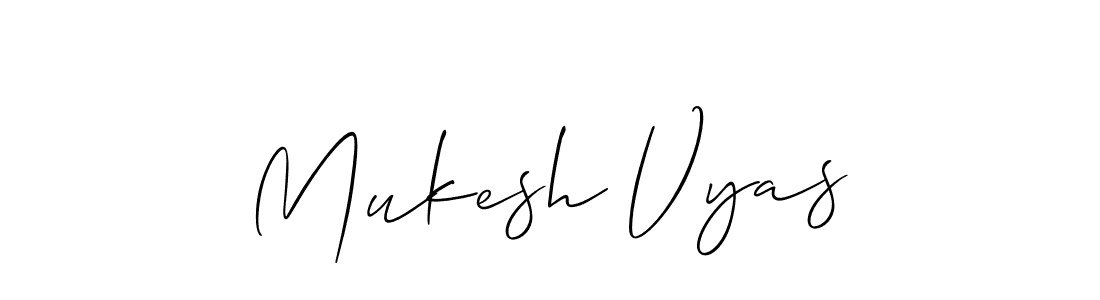 How to make Mukesh Vyas name signature. Use Allison_Script style for creating short signs online. This is the latest handwritten sign. Mukesh Vyas signature style 2 images and pictures png