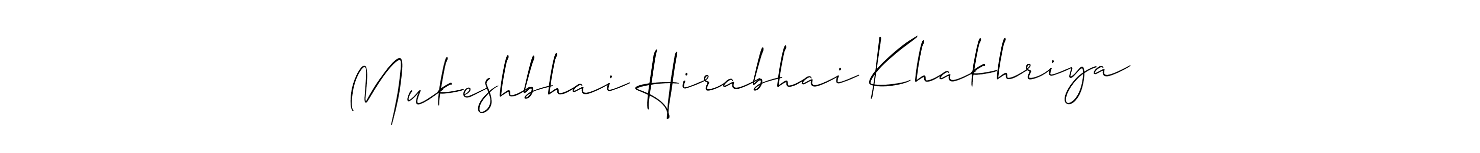 Also You can easily find your signature by using the search form. We will create Mukeshbhai Hirabhai Khakhriya name handwritten signature images for you free of cost using Allison_Script sign style. Mukeshbhai Hirabhai Khakhriya signature style 2 images and pictures png