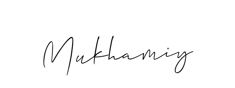 You should practise on your own different ways (Allison_Script) to write your name (Mukhamiy) in signature. don't let someone else do it for you. Mukhamiy signature style 2 images and pictures png