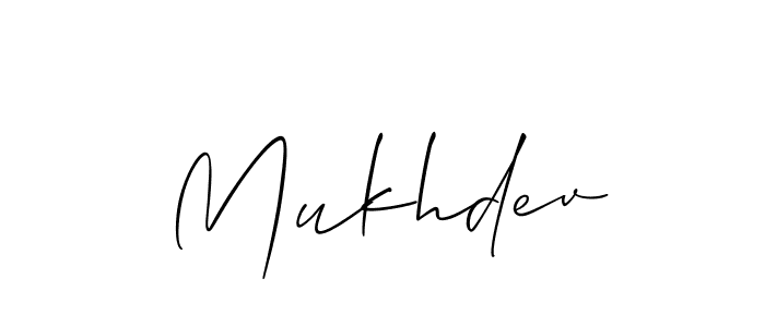 Create a beautiful signature design for name Mukhdev. With this signature (Allison_Script) fonts, you can make a handwritten signature for free. Mukhdev signature style 2 images and pictures png
