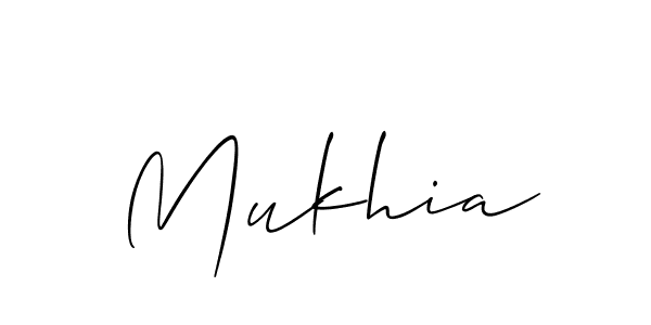 Design your own signature with our free online signature maker. With this signature software, you can create a handwritten (Allison_Script) signature for name Mukhia. Mukhia signature style 2 images and pictures png