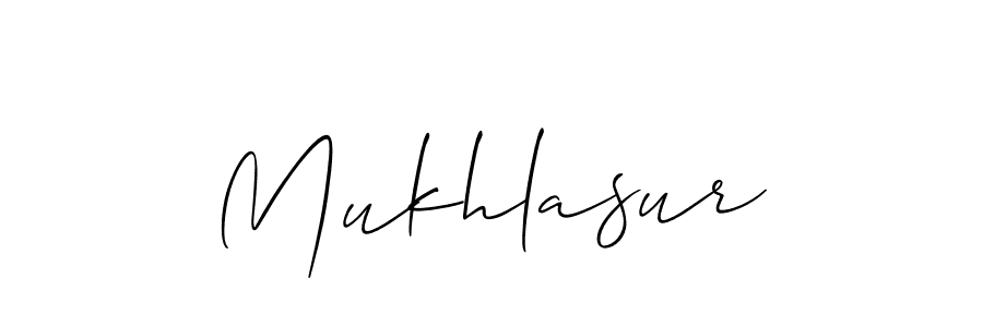 You should practise on your own different ways (Allison_Script) to write your name (Mukhlasur) in signature. don't let someone else do it for you. Mukhlasur signature style 2 images and pictures png