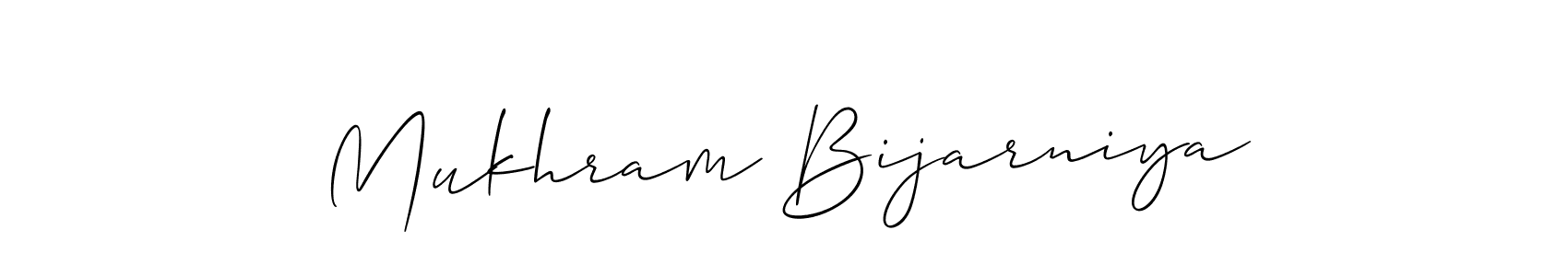 How to Draw Mukhram Bijarniya signature style? Allison_Script is a latest design signature styles for name Mukhram Bijarniya. Mukhram Bijarniya signature style 2 images and pictures png