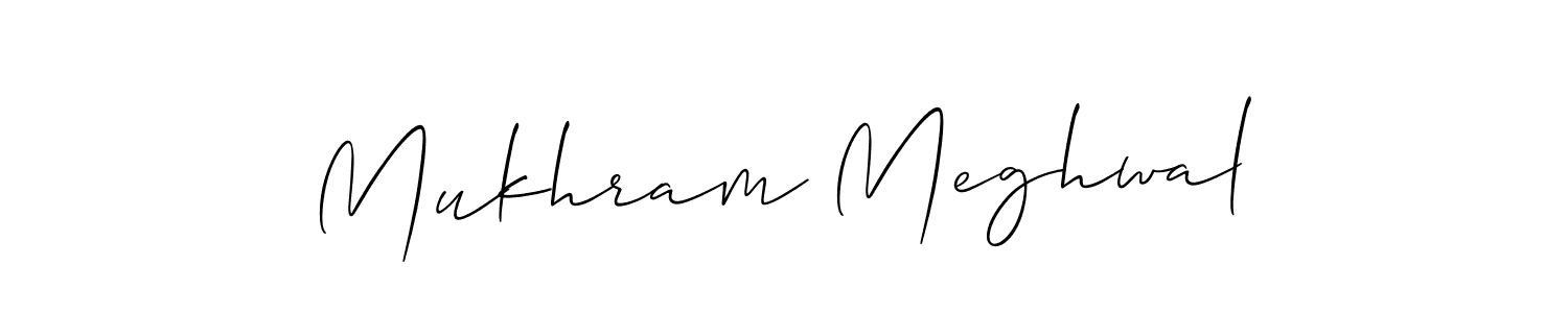 Make a short Mukhram Meghwal signature style. Manage your documents anywhere anytime using Allison_Script. Create and add eSignatures, submit forms, share and send files easily. Mukhram Meghwal signature style 2 images and pictures png