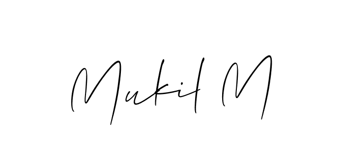 You should practise on your own different ways (Allison_Script) to write your name (Mukil M) in signature. don't let someone else do it for you. Mukil M signature style 2 images and pictures png